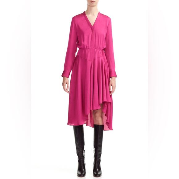 Maje Dress Pink Long Sleeve Asyemmetric Hem Size Small NWT - Picture 1 of 6